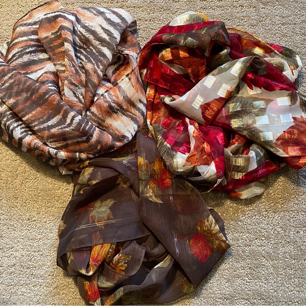 3 Oblong Scarf Assortment Brown Neutral